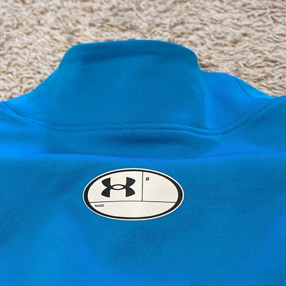 Under Armour Cold Gear Mock Neck Shirt Size Small Turquoise Teal Blue Fitted NWT - Picture 11 of 14
